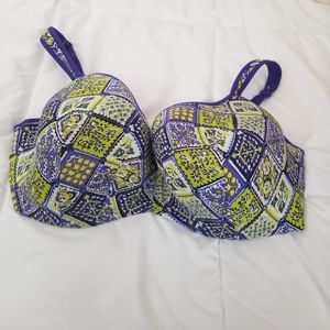 Lane Bryant green, purple and white bra